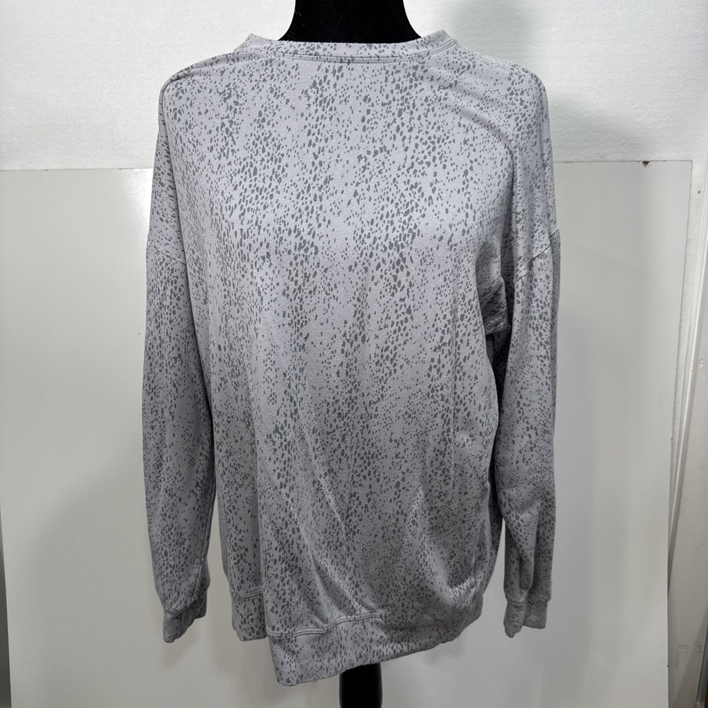 Athleta Size Med. Studio to Street Print Splatter Sweatshirt Pullover Charcoal